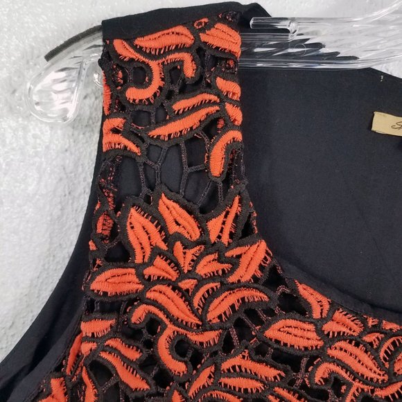 Sweet Miss Women's Crochet Embroidered Lace Flower Black Knee Length Dress - Picture 3 of 12